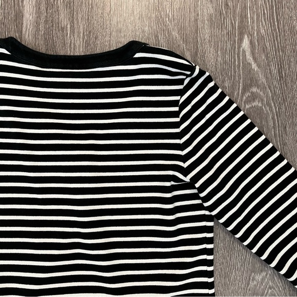 Chico's Womens Zenergy Striped Ribbed Henley Tee Top Size 2 Black White Stretch - Picture 8 of 12